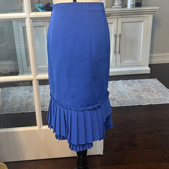 Nanette Lepore Blue Ruffle Pencil Skirt size 0 - Picture 4 of 7